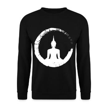 YOGA Buddha In Meditation Hatha Yoga Gift - Unisex Sweatshirt - black - Front - Alina (178cm) & Michal (187cm)