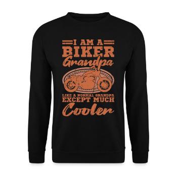 Ich Bin Ein Biker Opa Motorrad Fahrer Geschenk - Unisex Pullover - Schwarz - Vorne - Alina (178cm) & Michal (187cm)