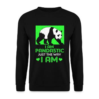 Panda - Unisex Pullover - Schwarz - Vorne - Alina (178cm) & Michal (187cm)