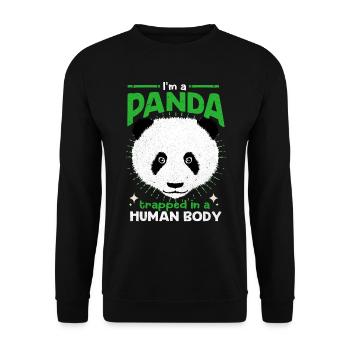 Panda - Unisex Pullover - Schwarz - Vorne - Alina (178cm) & Michal (187cm)