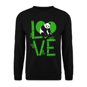 Panda Bear Baby Panda Cuddly Cuddle Bamboo - Unisex Sweatshirt - black - Front - Alina (178cm) & Michal (187cm)
