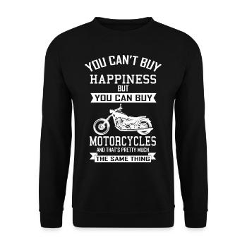 Biker Glück Kaufen Chopper Motorrad Geschenk - Unisex Pullover - Schwarz - Vorne - Alina (178cm) & Michal (187cm)