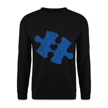 Coeur de l'autisme dans la pièce du puzzle Journée Asperger de l'autisme - Sweat-shirt Unisexe - noir - Devant - Alina (178cm) & Michal (187cm)