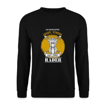 Das beste Mittel gegen Stress hat zwei Räder - Unisex Pullover - Schwarz - Vorne - Alina (178cm) & Michal (187cm)