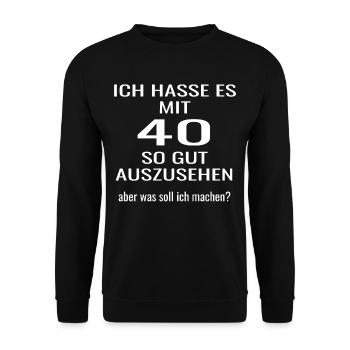 40. Geburtstag ! zum 40. Geburtstag ! Zum 40er !!! - Unisex Pullover - Schwarz - Vorne - Alina (178cm) & Michal (187cm)