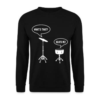 Drummer Schlag Mich! Musiker Schlagzeuger Geschenk - Unisex Pullover - Schwarz - Vorne - Alina (178cm) & Michal (187cm)