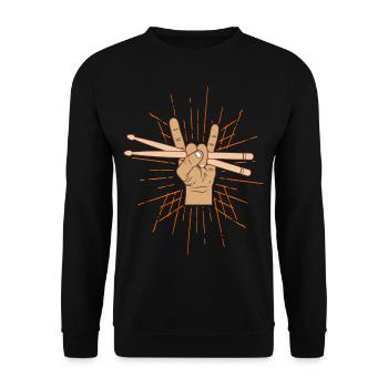 Drummer Rocking Drumsticks Schlagzeuger Geschenk - Unisex Pullover - Schwarz - Vorne - Alina (178cm) & Michal (187cm)