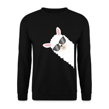 Alpaka Lama mit Sonnenbrille - Unisex Sweatshirt - black - Front - Alina (178cm) & Michal (187cm)