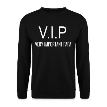 very important papa lustiger important papa spruch - Unisex Pullover - Schwarz - Vorne - Alina (178cm) & Michal (187cm)