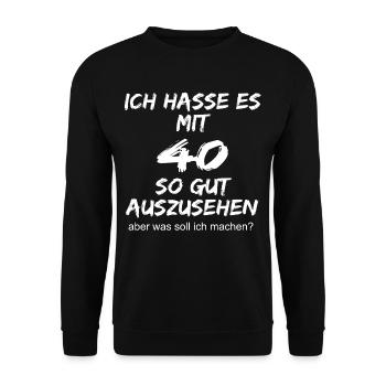 40. Geburtstag ! zum 40. Geburtstag ! Zum 40er !!! - Unisex Pullover - Schwarz - Vorne - Alina (178cm) & Michal (187cm)