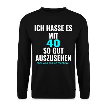 40. Geburtstag ! zum 40. Geburtstag ! Zum 40er !!! - Unisex Pullover - Schwarz - Vorne - Alina (178cm) & Michal (187cm)