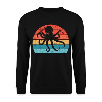 Pieuvre rétro - pieuvre au coucher du soleil - Sweat-shirt Unisexe - noir - Devant - Alina (178cm) & Michal (187cm)