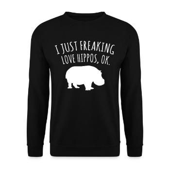 Hippopotamus Savannah - Unisex Sweatshirt - black - Front - Alina (178cm) & Michal (187cm)