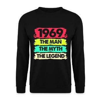 Geburtstag 50 Geschenk Geboren 1969 Fünfzig Bday - Unisex Pullover - Schwarz - Vorne - Alina (178cm) & Michal (187cm)
