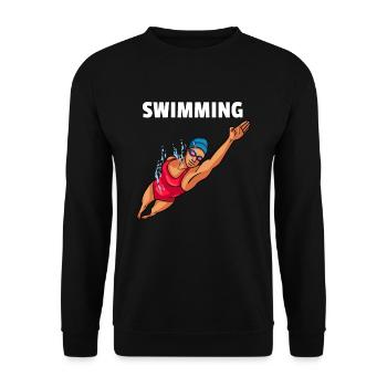 Schwimmen Schwimmer Wassersport Lustiges Geschenk - Unisex Sweatshirt - black - Front - Alina (178cm) & Michal (187cm)