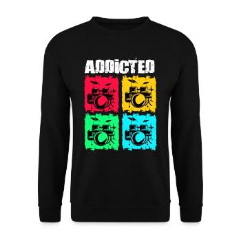 Drummer Drummer Music Instrument Drum Band - Unisex Sweatshirt - black - Front - Alina (178cm) & Michal (187cm)