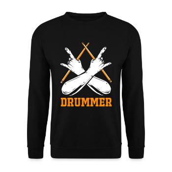 Drummer Drummer Music Instrument Drum Band - Unisex Sweatshirt - black - Front - Alina (178cm) & Michal (187cm)