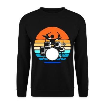 Batteur Batteur Drummer Musique Instrument Tambour Band - Sweat-shirt Unisexe - noir - Devant - Alina (178cm) & Michal (187cm)
