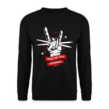 Batteur Batteur Drummer Musique Instrument Tambour Band - Sweat-shirt Unisexe - noir - Devant - Alina (178cm) & Michal (187cm)