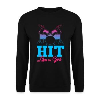 Drummer Drummer Music Instrument Drum Band - Unisex Sweatshirt - black - Front - Alina (178cm) & Michal (187cm)