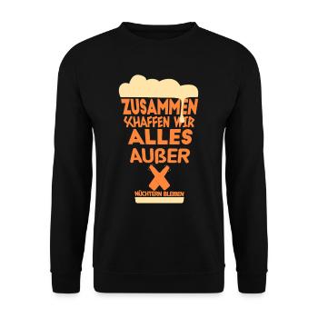 Zusammen Bier Trinken Freundschaft Saufen Paar - Unisex Pullover - Schwarz - Vorne - Alina (178cm) & Michal (187cm)