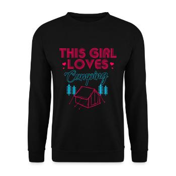 Camping Gift Camper Camping Holiday Holidays Forest - Unisex Sweatshirt - black - Front - Alina (178cm) & Michal (187cm)