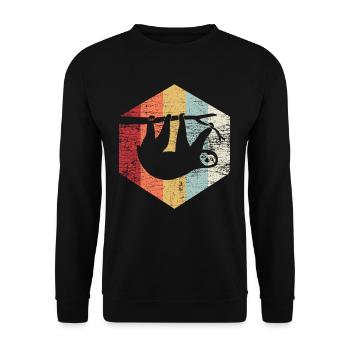 Faultier Retro - Unisex Pullover - Schwarz - Vorne - Alina (178cm) & Michal (187cm)