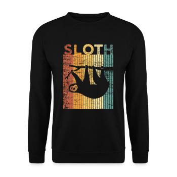 Sloth Animal Zoo Retro - Unisex Sweatshirt - black - Front - Alina (178cm) & Michal (187cm)