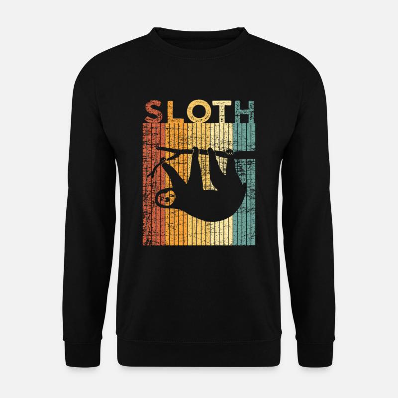 Faultier Tier Zoo Retro - Unisex Pullover - Schwarz