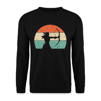 Bogenschießen Retro Vintage - Unisex Pullover - Schwarz - Vorne - Alina (178cm) & Michal (187cm)