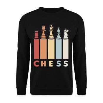 CHESS RETRO Chess Player Chess Pieces Chess - Unisex Sweatshirt - black - Front - Alina (178cm) & Michal (187cm)