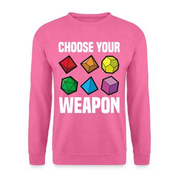 CHOOSE YOUR WEAPON Fantasy RPG Cube Tabletop - Sweat-shirt Unisexe - rose - Devant