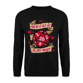 YOU’RE A CRIT HIT TO MY HEART Fantasy RPG Amour - Sweat-shirt Unisexe - noir - Devant - Alina (178cm) & Michal (187cm)