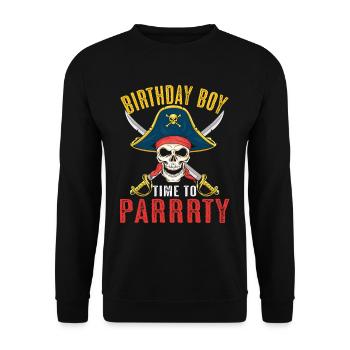 Birthday Boy Pirate Children's Birthday Son Gift - Unisex Sweatshirt - black - Front - Alina (178cm) & Michal (187cm)