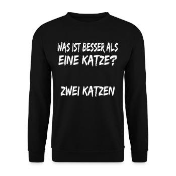Was ist besser als eine Katze ! zwei Katzen ! - Unisex Pullover - Schwarz - Vorne - Alina (178cm) & Michal (187cm)