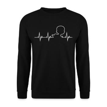 Herzschlag mit Baby I Liebe Eltern Mutter Kinder - Unisex Pullover - Schwarz - Vorne - Alina (178cm) & Michal (187cm)
