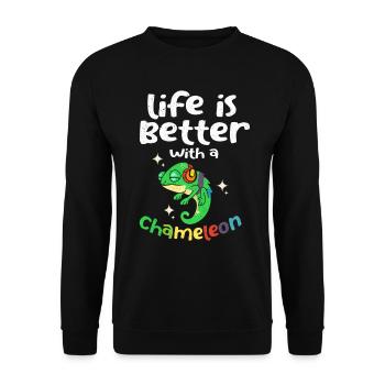 Caméléon - Sweat-shirt Unisexe - noir - Devant - Alina (178cm) & Michal (187cm)