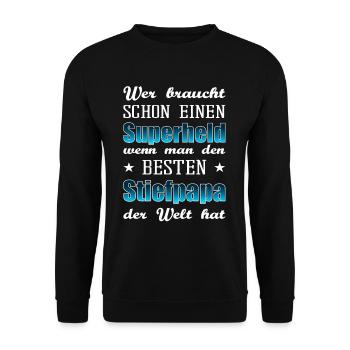 Geschenk für den besten Stiefpapa Stiefvater - Unisex Pullover - Schwarz - Vorne - Alina (178cm) & Michal (187cm)
