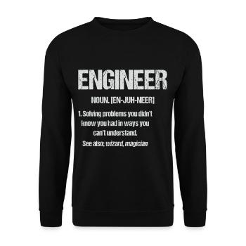 Engineer Wizard Magician Gifts for Engineers - Unisex Sweatshirt - black - Front - Alina (178cm) & Michal (187cm)