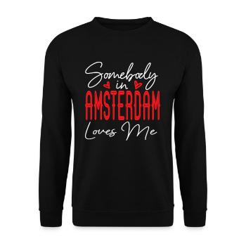 Quelqu'un à Amsterdam Loves Me partenaire néerlandais - Sweat-shirt Unisexe - noir - Devant - Alina (178cm) & Michal (187cm)