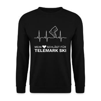 Telemark Ski Ferse Frei Herzschlag EKG - Unisex Pullover - Schwarz - Vorne - Alina (178cm) & Michal (187cm)