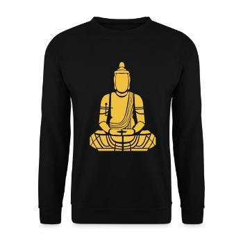 Mediations buddha sitzend - Unisex Pullover - Schwarz - Vorne - Alina (178cm) & Michal (187cm)