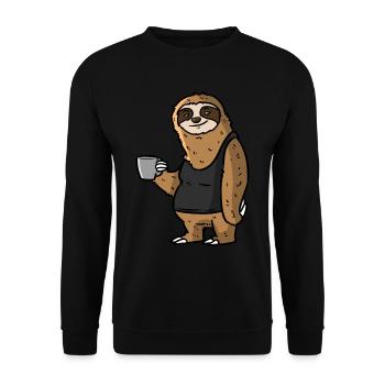 Sloth drinks coffee - Unisex Sweatshirt - black - Front - Alina (178cm) & Michal (187cm)