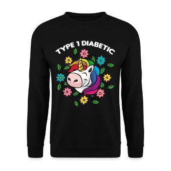 Diabetic son daughter unicorn type 1 insulin - Unisex Sweatshirt - black - Front - Alina (178cm) & Michal (187cm)