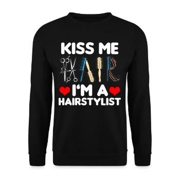 Kiss Me I'm a hairdresser hairdresser funny - Unisex Sweatshirt - black - Front - Alina (178cm) & Michal (187cm)