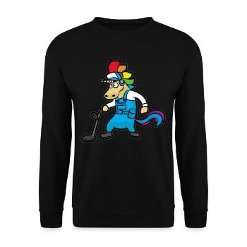 Chasseur de trésors avec détecteur de métaux licorne - Sweat-shirt Unisexe - noir - Devant - Alina (178cm) & Michal (187cm)