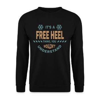 Telemark Ski Heel Free Retro - Unisex Sweatshirt - black - Front - Alina (178cm) & Michal (187cm)
