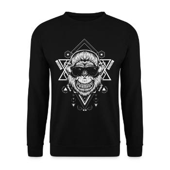 Monkey music with sunglasses, monkey listens to music - Unisex Sweatshirt - black - Front - Alina (178cm) & Michal (187cm)