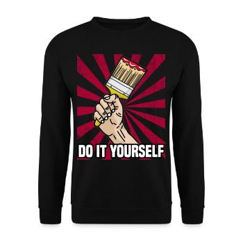 DO IT YOURSELF Painter and Lakierer Hobby Brush - Unisex Sweatshirt - black - Front - Alina (178cm) & Michal (187cm)