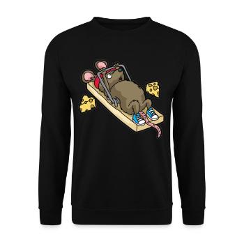 lustige starke Maus Mausefalle Sohn Tochter Sport - Unisex Pullover - Schwarz - Vorne - Alina (178cm) & Michal (187cm)